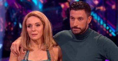 4tGiovanni Pernice frowning with his arm around Amanda Abbington on Strictly