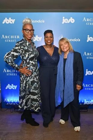 Tessy Ojo, Brenda Edwards and Linda Robson attend a celebration of the life of Jamal Edwards on February 20, 2024 in London, England.