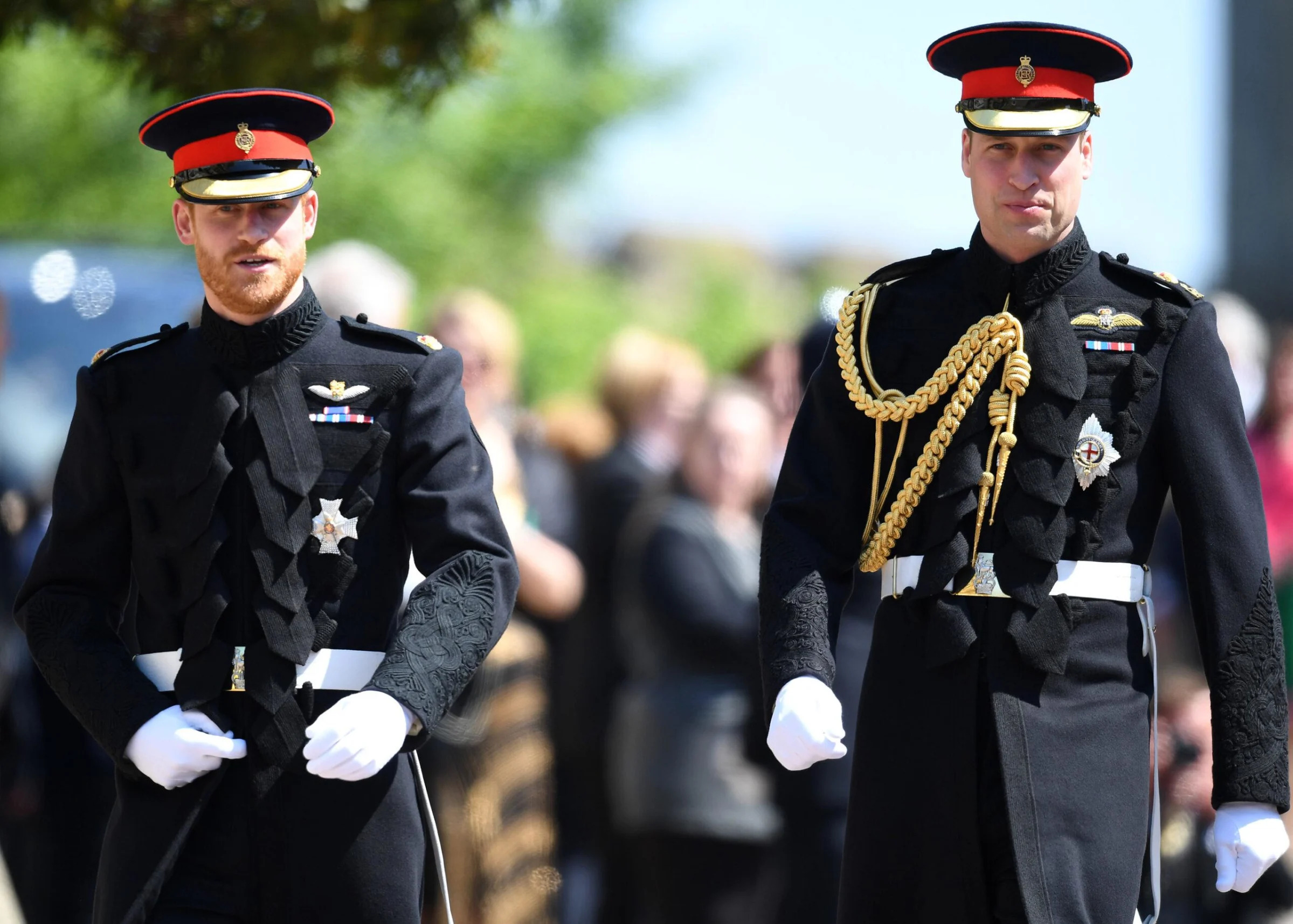 Prince Harry and Prince William seen arriving at Windsor Castle for Harry's wedding