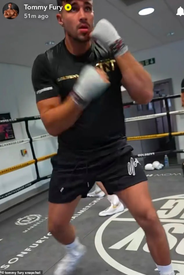 On Thursday he took to Snapchat to share pictures and videos of himself in the boxing ring as he returned to training amid the drama in his personal life