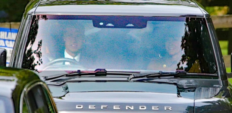 Prince William drives himself and Princes Kate to church in Scotland.